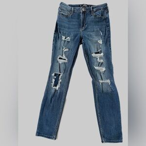 Womens Hollister Jeans Size 5R High Rise Crop Super Skinny Distressed